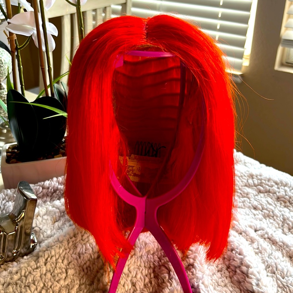 Custom colored 12 inch orange lace closure Bob unit